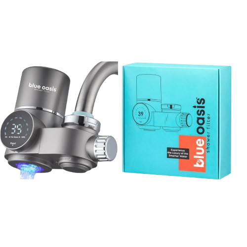 Blue Oasis bathroom and kitchen faucet filter for clean and chlorine-free tap water in Dubai UAE